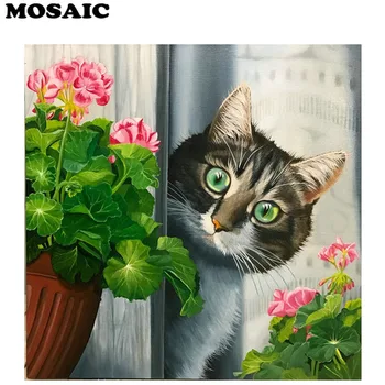 

3D Diamond Embroidery Cats and Flowers, Resin, Diamond Cross Stitch Embroidery, Round /suqare Full Diamond, Home Decor DIY Kit
