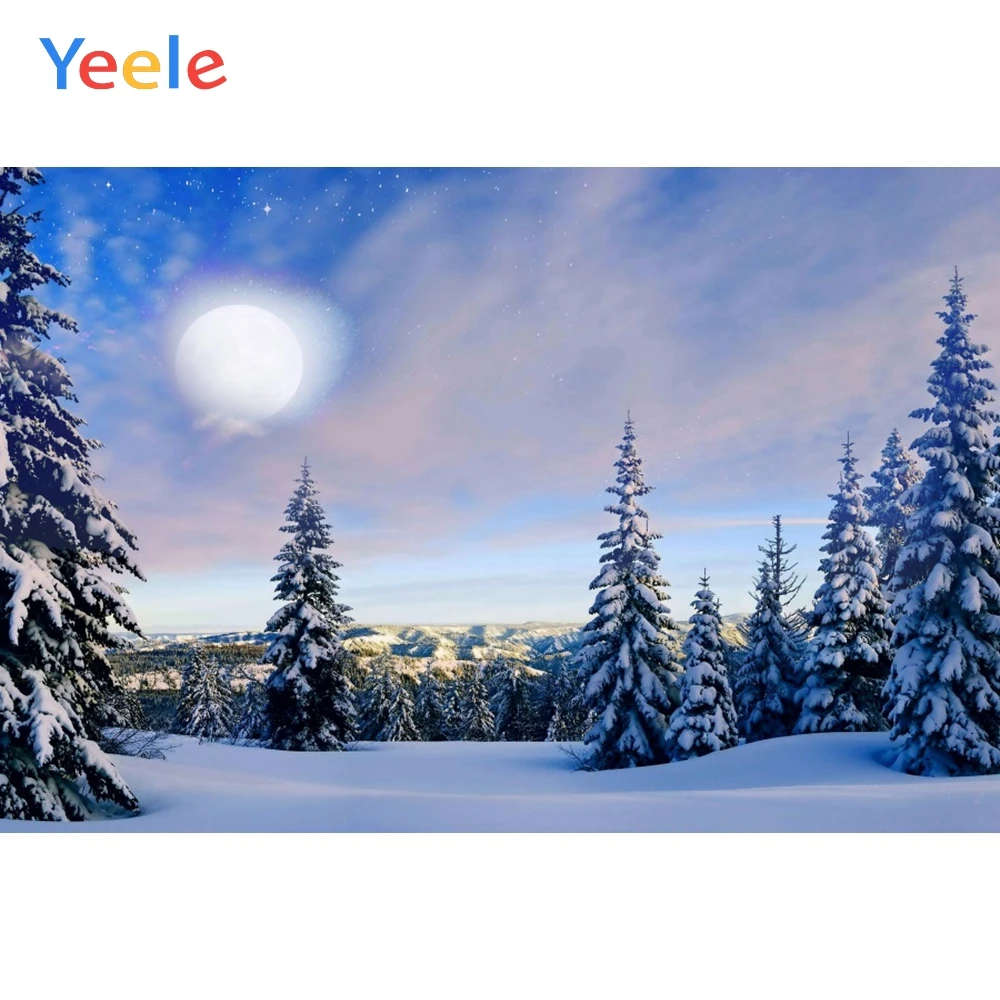 

Yeele Winter Natural Landscape Pine Moon Room Decor Photography Backdrops Personalized Photographic Backgrounds For Photo Studio