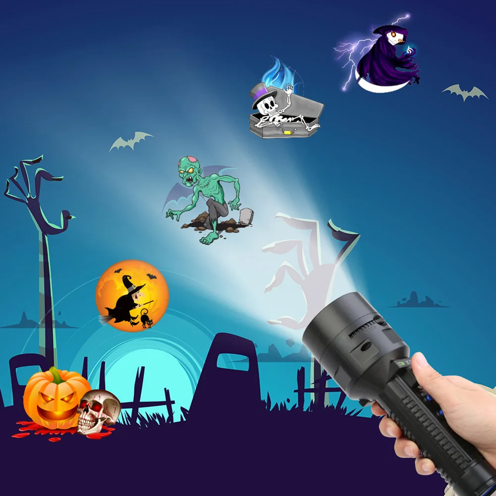 

LED Projector Flashlight With 3 Pcs Slides Tripod Screwdriver USB/Battery Powered Handheld Stage Light --M25