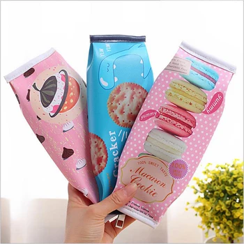 

Creative Simulation Biscuit Leather Pen Case Fabric Pencil Bag Etui A Crayons Cuir Pencil Pouch Stifte Tasche Pencil Case 04855