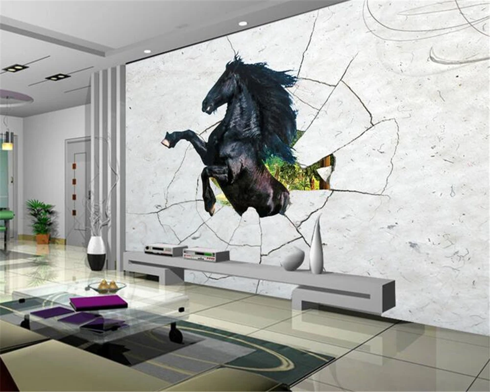 Beibehang Özel 3D Duvar Kağıdı Duvar Siyah At Duvar TV Oturma Odası Beibehang Özel 3D Duvar Kağıdı Duvar Siyah At Duvar TV Oturma Odası