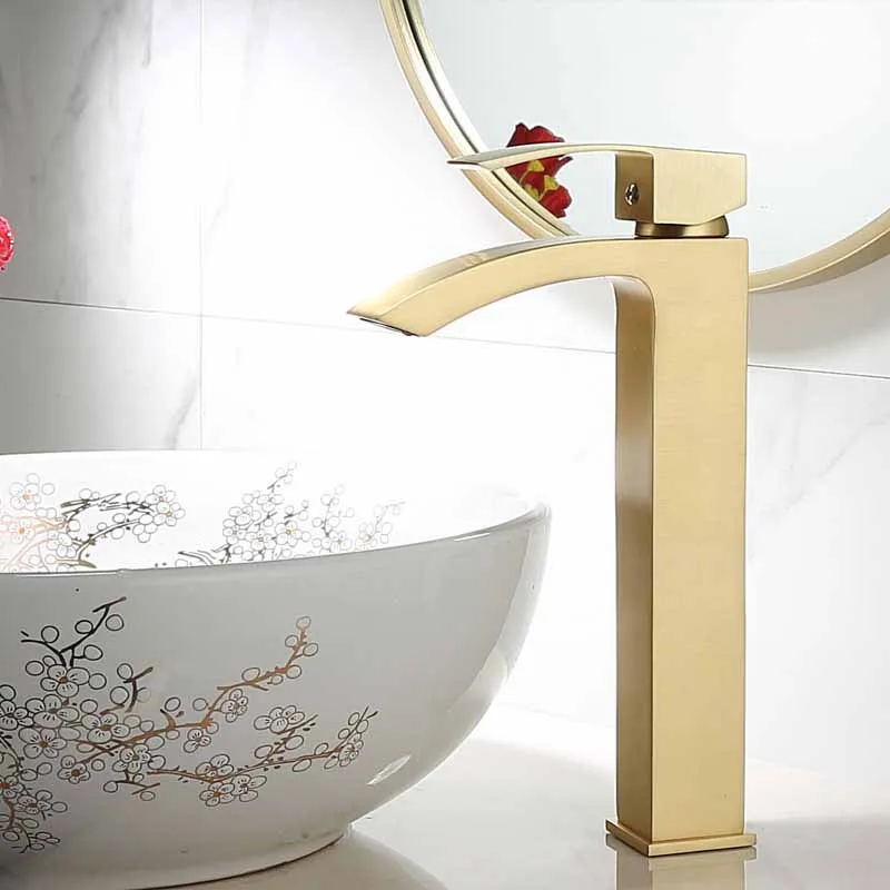 Кран для раковины ванной комнаты матовый золотой кран с одной ручкой затычка для раковины Grifo Lavabo умывальник горячий холодный кран-смеситель