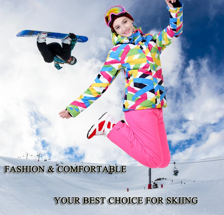 Высокое качество Зимний водостойкий лыжный костюм для женщин сноуборд лыжная куртка + брюки для девочек ветрозащитный Спортивный костюм