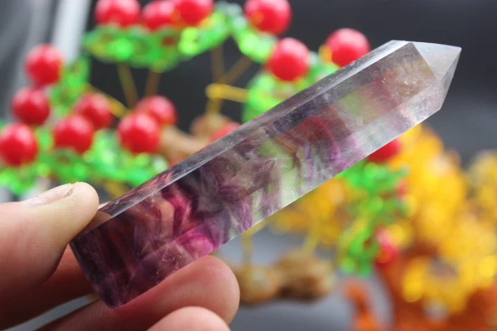 CHINA NATURAL Fluorite QUARTZ CRYSTAL WAND POINT HEALING a1