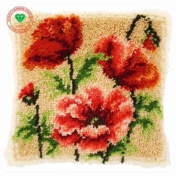 

Diy Pillowcase Flowers Latch hook kits cross stitch thread embroidery kits Carpet embroidery cushion embroidered carpet mat