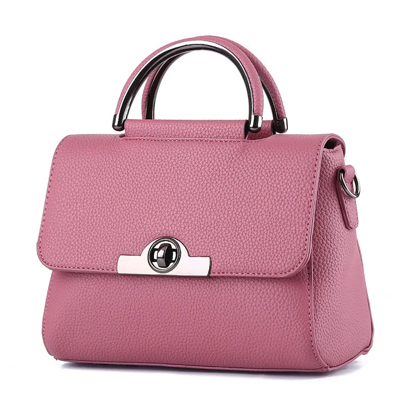 

Fashion Cusual PU Women Handbag Dark Pink Shoulder Bag Twist Turn Lock Crossbody Messenger