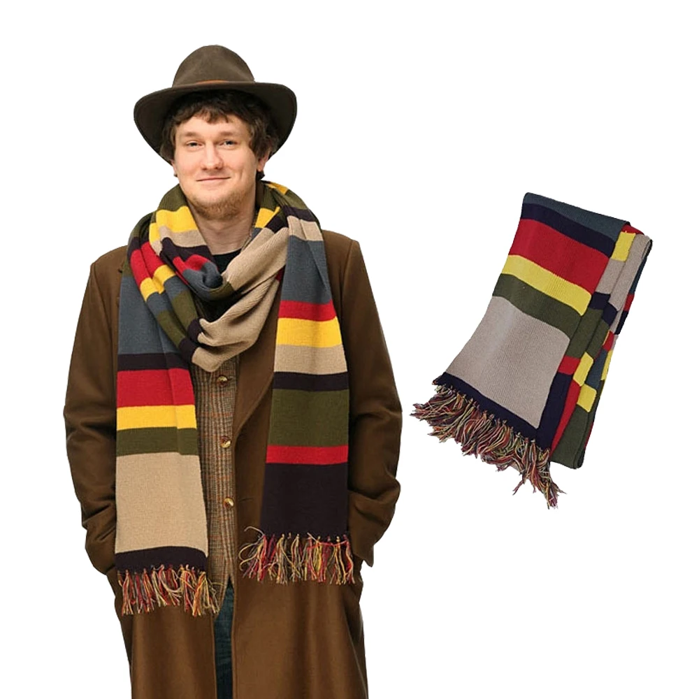 Зимний теплый шарф в полоску от Dr Doctor Who четвертый 4 й 12 дюймовый роскошный костюм