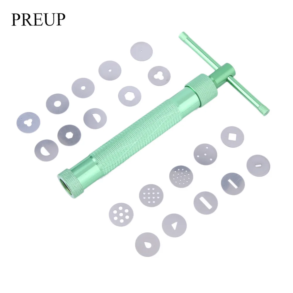 PREUP Stainless Steel Sugar Paste Extruder Craft Gun with 20pcs Tips
