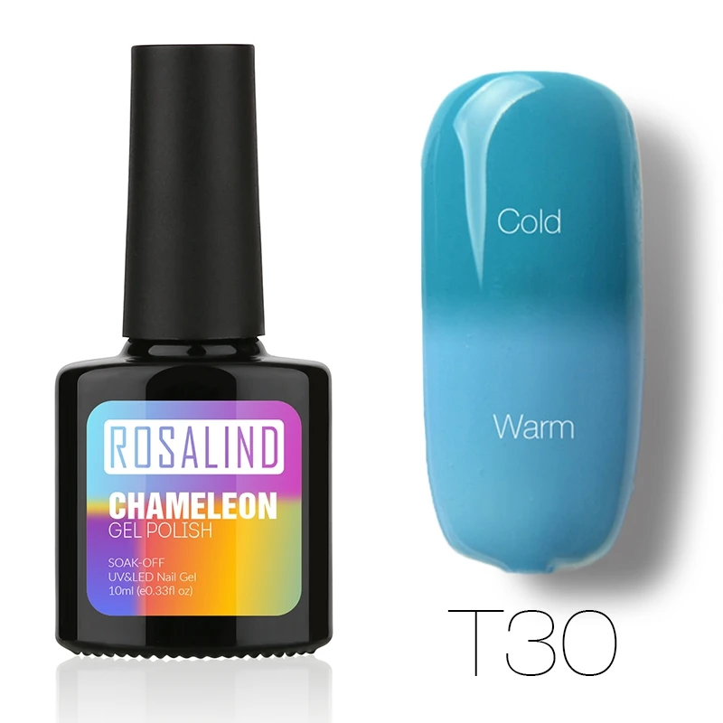 ROSALIND гель 1 S P+ черная бутылка 10 мл хамелеон, изменяющийся от температуры T01-30 гель лак для ногтей Дизайн ногтей УФ светодиодный термогель лак - Цвет: T30