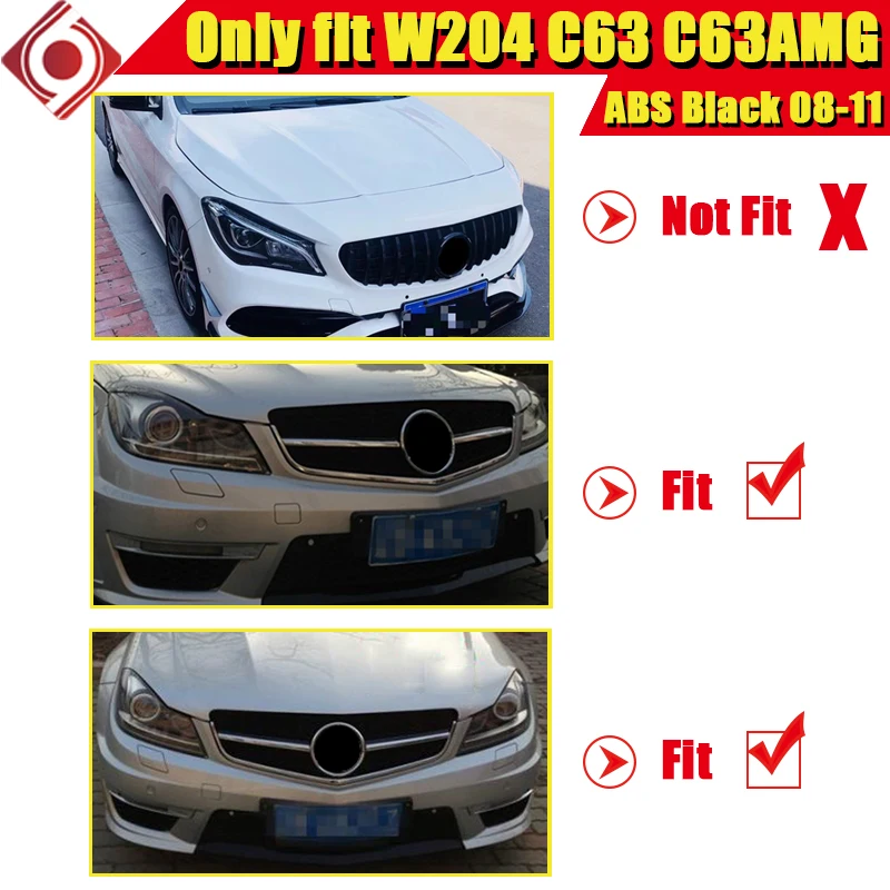 C class W204 C200 C250 C300 350 подходит только для W204 C63 C63AMG ABS Черная Спортивная Передняя решетка решетки вид передняя решетка без знака 08-11