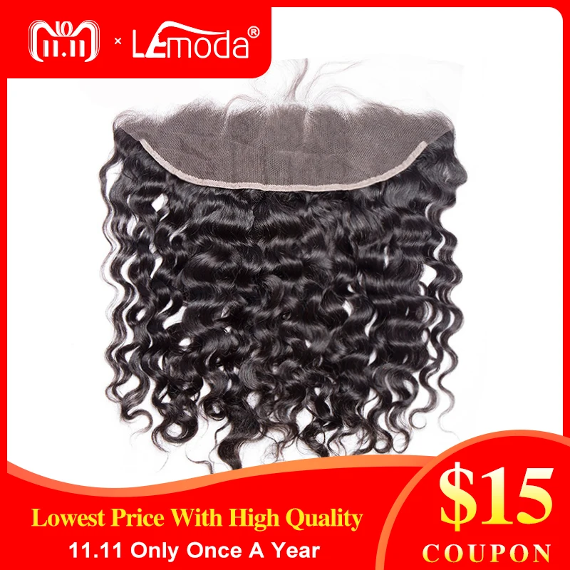 

LeModa hair 13x4 Lace Frontal Brazilian Water Wave Ear to Ear Pre Plucked Frontal Closure With Baby Hair 100% Remy Human Hair