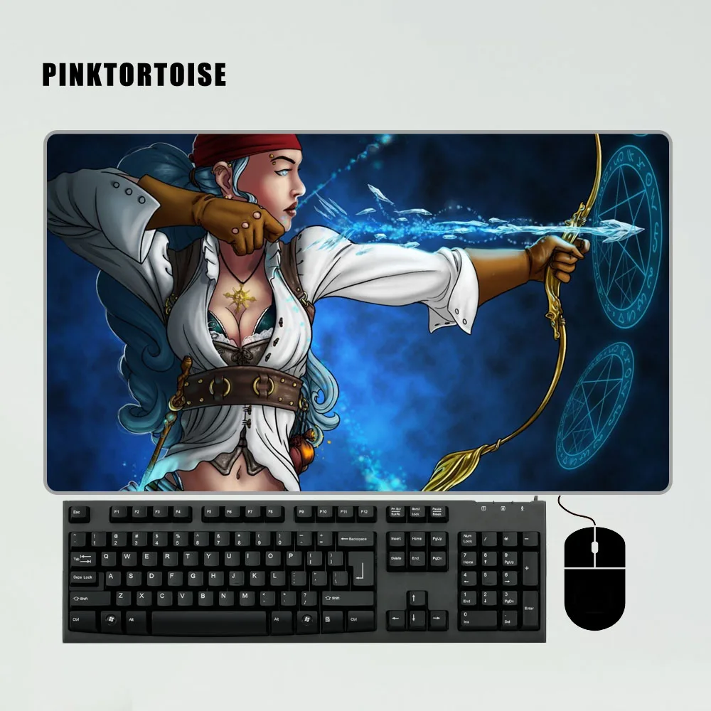 

PINKTORTOISE Large Mouse Pad Anime angel warrior Mousepad Anti-slip Natural Rubber Gaming Mouse Mat with Locking Edge