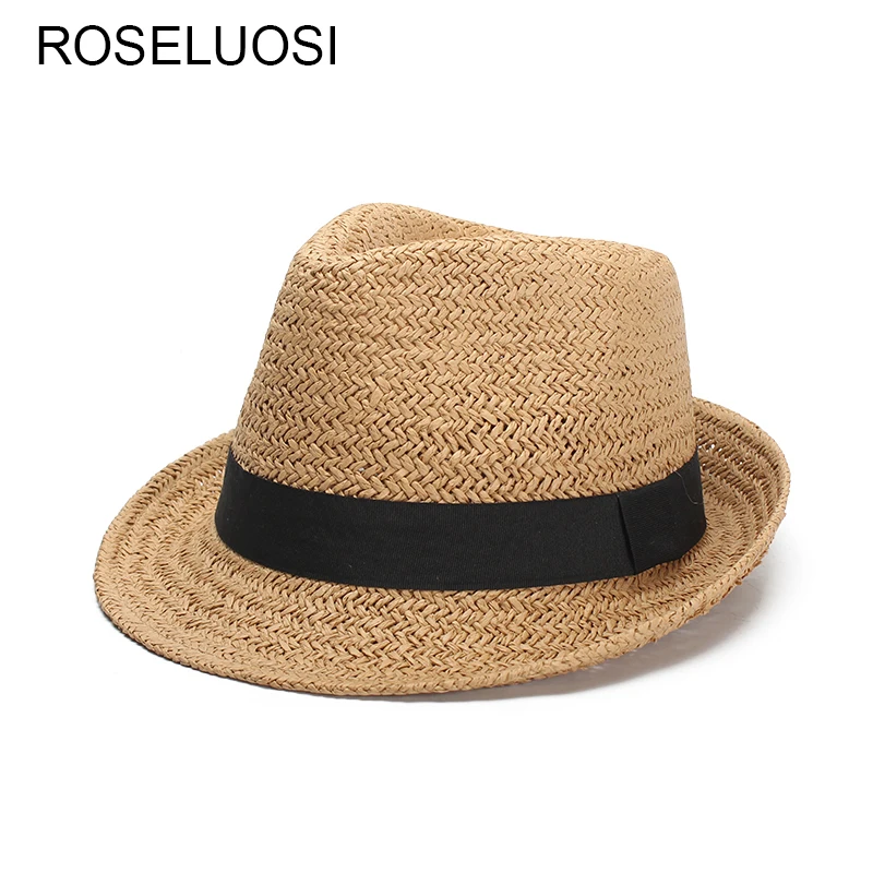 

ROSELUOSI 2018 Summer Sun Hats For Women Men Casual Solid Color Straw Hat Panama Jazz Hats Chapeau Femme