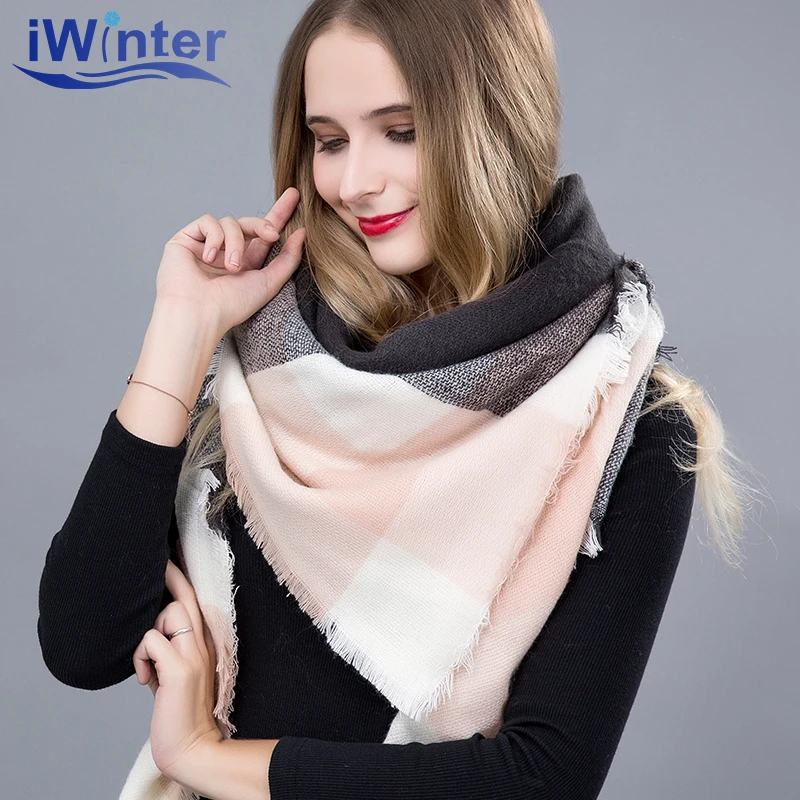 

IWINTER 2018 Winter Brand Designer Scarf For Women New Fashion Shawl Cashmere Plaid Wool Scarves Blanket Wholesale Drop Shipping
