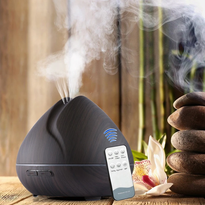 

500ML Aromatherapy Diffuser Essential Oil Aroma Diffuser With Wood Grain Ultrasonic Air Humidifier LED Lights For Home Office