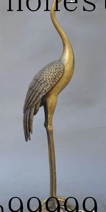 

17" chinese fengshui brass animal crane bird auspicious lucky statue Sculpture