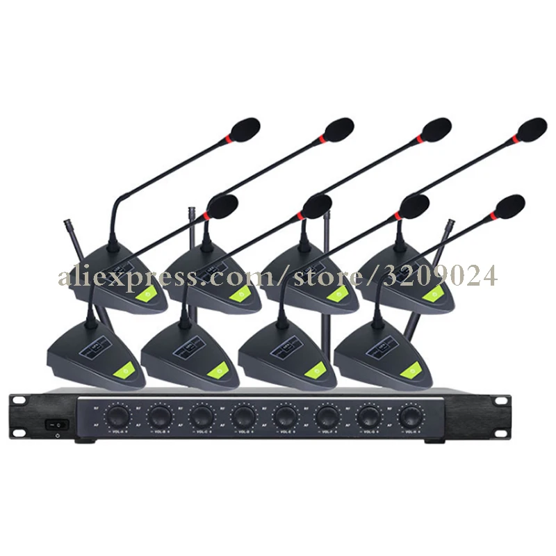 8 Channel Wireless Conference Microphone Condenser Gooseneck Anti noise