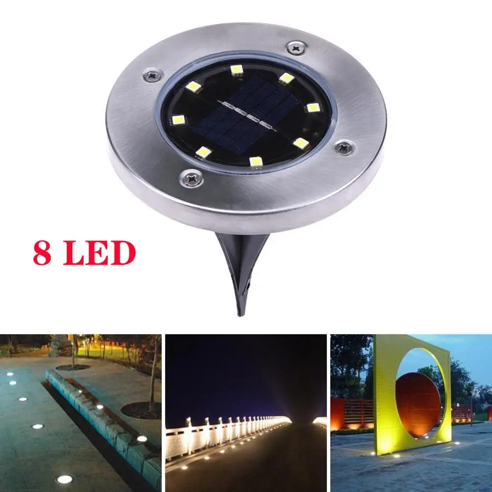 

8 LED Solar Floor Light IP67 Waterproof Outdoor Solar Power Underground Lamps For Path Way Garden Terrace Stair Lighting Deco