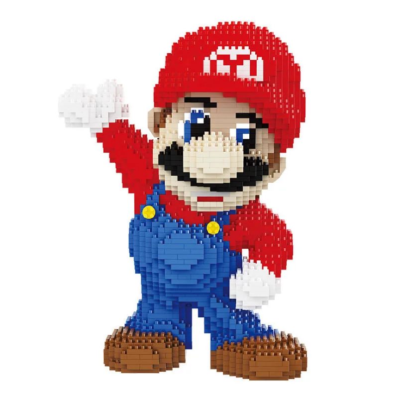 

Mini Blocks Cartoon Building Toy Super Mario Victory Red Fire 3d Model DIY Diamond Nano Blocks educational toys