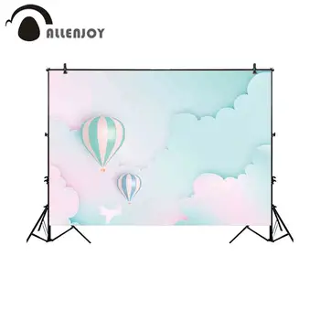 

Allenjoy photography background hot air balloon sky cloud paper style backdrop photocall photo studio professional