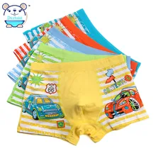Стильная одежда с мультяшным автомобилем трусы-боксеры для мальчиков, коллекция года, летние хлопковые шорты с обезьянкой для маленьких мальчиков, трусы для студентов, штаны, 4 шт./партия