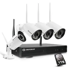 Defeway 8CH H.265+ Wireless 1080P HD NVR 4PCS 2.0MP IR Outdoor P2P Wifi Security Camera CCTV System Surveillance Kit with 1TB 