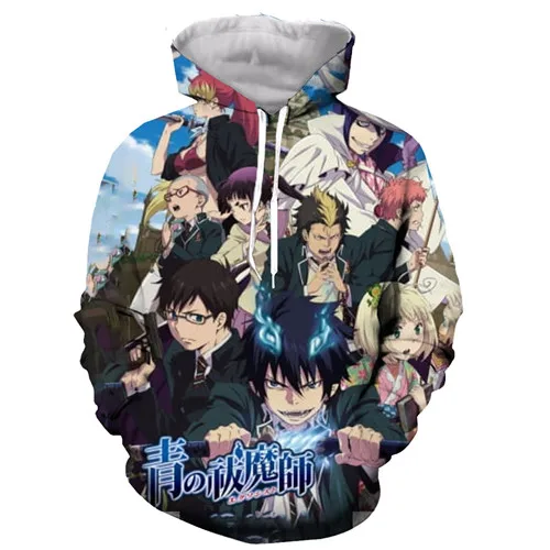 Anime Blue Exorcist funny 3D printed men women hooded hoodie sweatshirt fashion graphic hoodie casual streetwear pullover hoodie - Color: 3