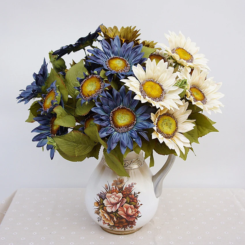 Подсолнечник искусственный цветок большой букет из цветов для домашнего свадебного украшения фотографии декоративные украшения