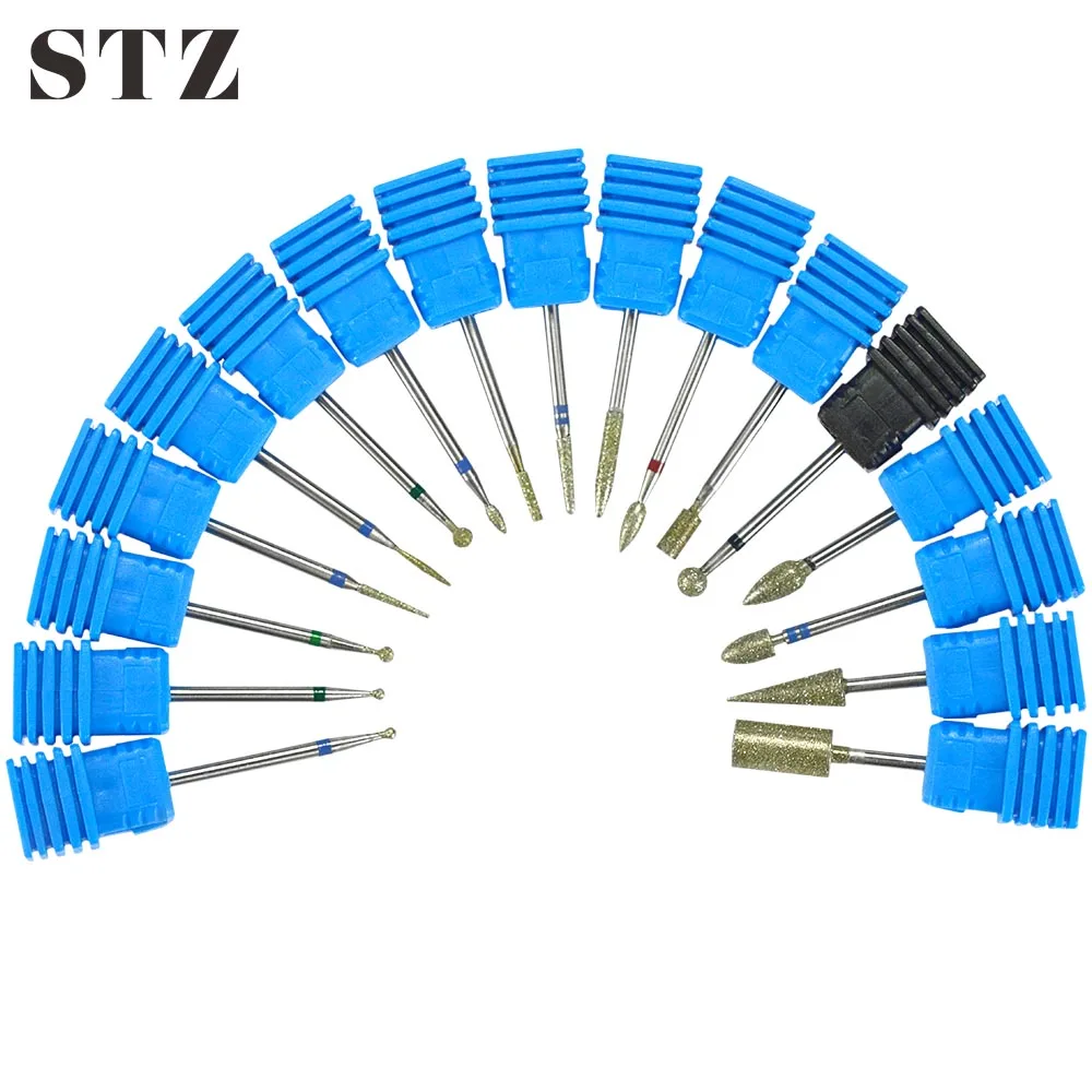 

STZ 1pcs Diamond Rotate Burr Nail Art Milling Clean Nail Drill 3/32'' Shank Manicure Pedicure 17 Type for Choose #JG01-17