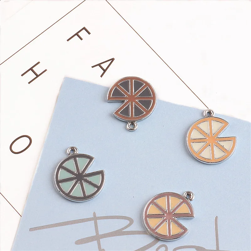 

Wholesale 40PCs 18*21MM Silver Color Plated Enamel Alloy Fruit Lemon Piece Pendant Charms Drop Oil DIY jewelry Findings Charm