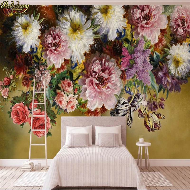 beibehang-Custom-Photo-Wallpaper-Mural-European-Retro-Hand-Painted-Rose ...