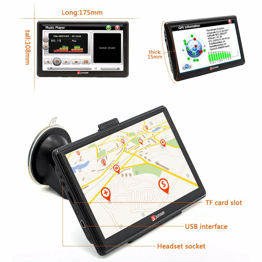 7 дюймов hd gps навигации навигатор емкостный экран FM 8 ГБ / MSB2531 грузовик европа Navi