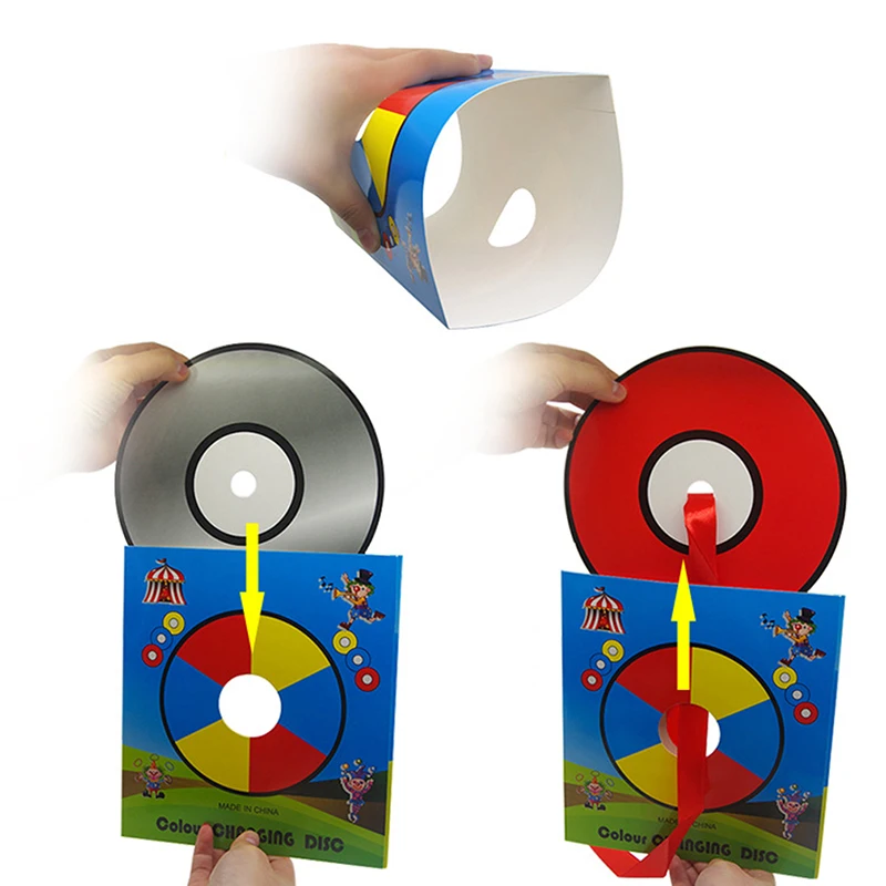 

Colorful Changing Laser CD Magical Tricks CD Colour Change In Empty Bag Magia Magician Stage Gimmick Illusion Accessories