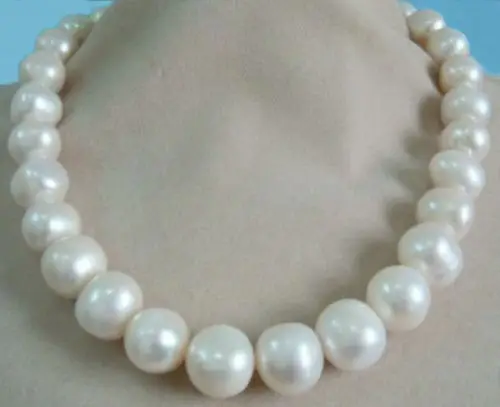 

2017 new Genuine freshwater Natural 12-13mm White Pearl Necklace 18inch 925silver Clasp