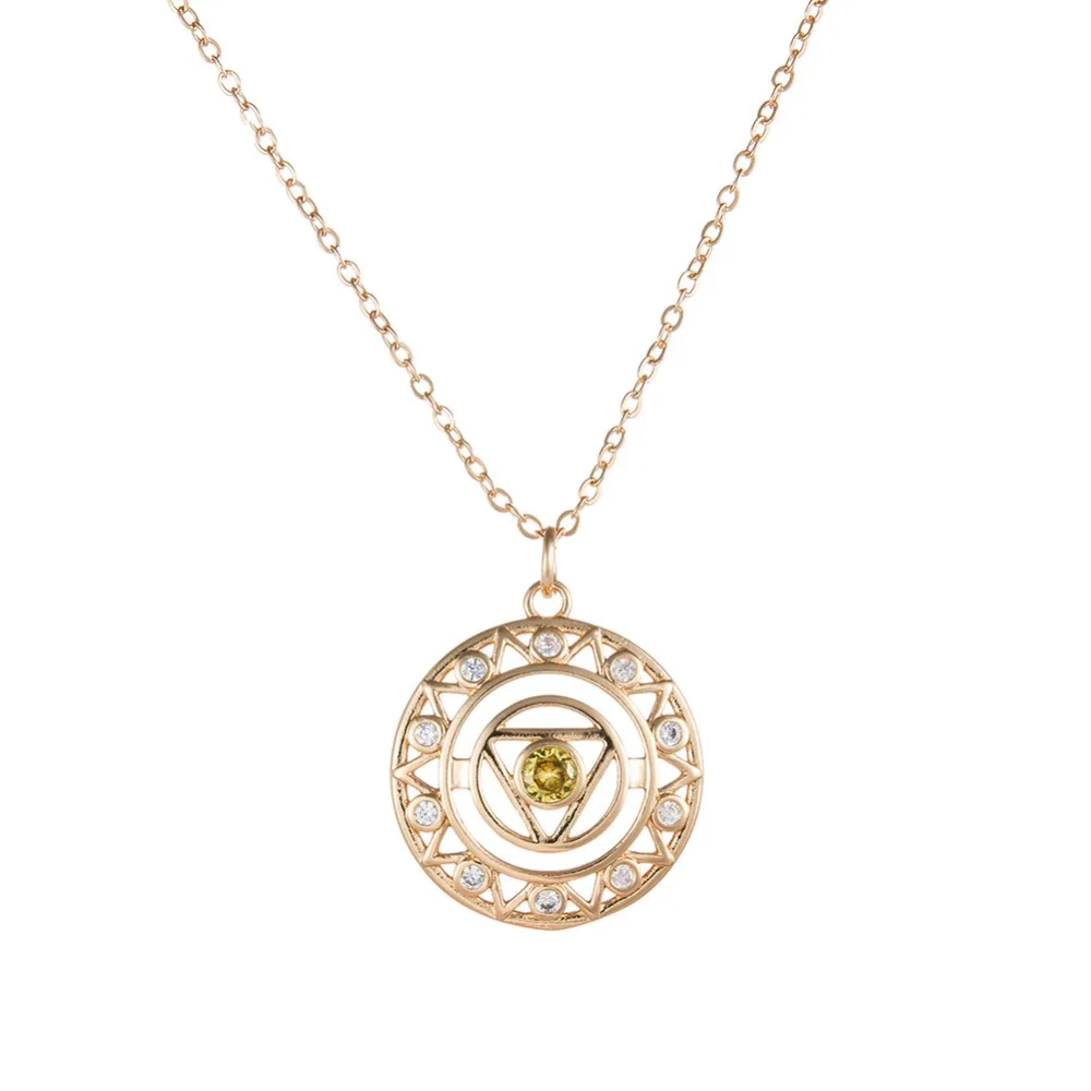Золотое ожерелье чакры кулон индийское ожерелье для йоги 7 золотых цветов цепь ювелирные изделия для женщин Прямая поставка