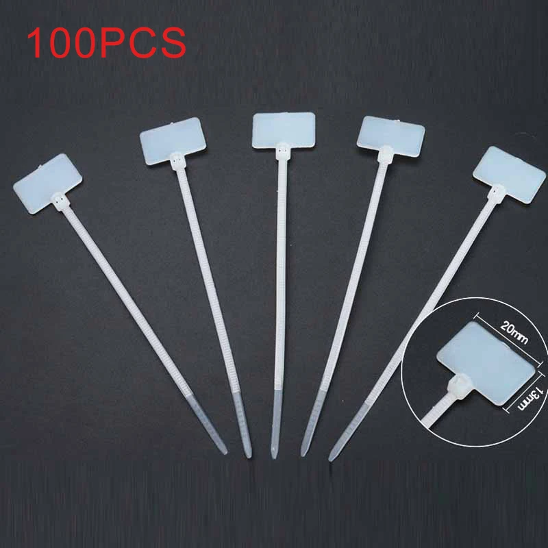 ELECALL 100pcs Nylon mark cable ties label zip ties Tape Cable Tie 3* 100 white label mark tag ...