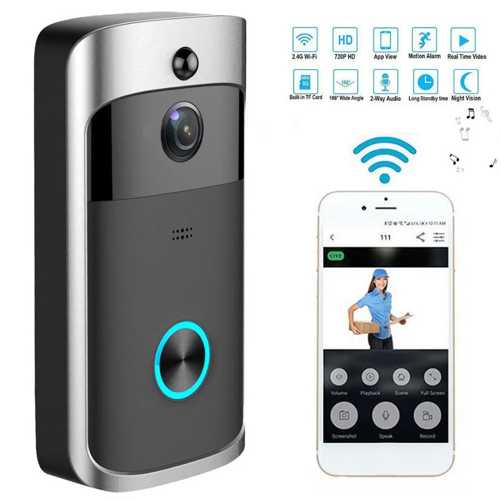 

Smart WiFi Video Door Phone Eye Door Bell Visual Recording Home Security Monitor Night Vision Wireless Video Intercom Doorbell