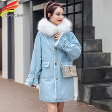 Длинное пальто для женщин новое поступление с капюшоном утолщаются ягненка Мех животных s Зимние Куртки одной пуговице