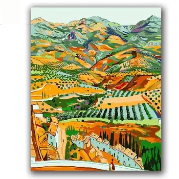 

Coloring by numbers Distant Field Van gogh's paintings Rural landscape paint picture colors with package on canvas