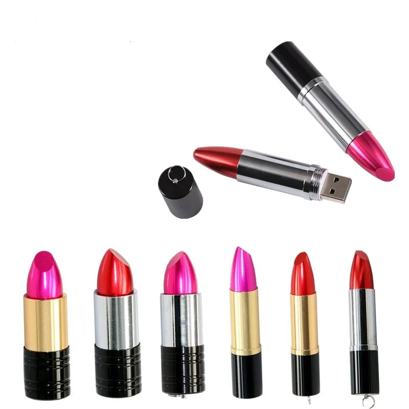 

Popular Gift for Girls USB Flash Drive Pink Red Metal lipstick 4GB 64GB 8GB PenDrive 16GB 32GB 64GB Pen Drive USB Memory Sticks