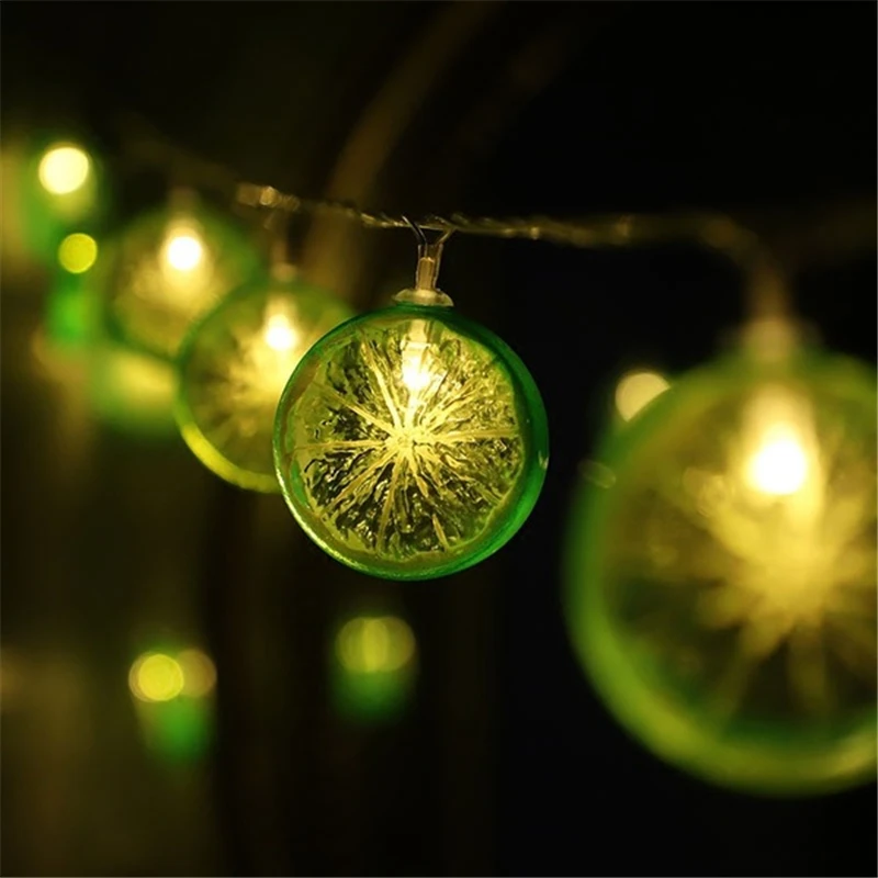 Christmas LED Gerland 10Leds Fairy Orange Lemon String Lights Decoration Garland Showcase Window New Year Wedding Home Party