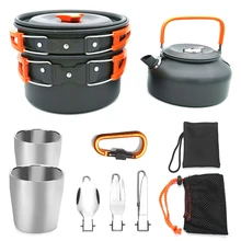 Outdoor Tableware Camping Cups Camping Utensils Portable Camping Cookware Hiking Pot Picnic Set Tourism Outdoor Teapot Pan Set vilead outdoor tableware pot camping 2 3 people picnic pan tourism tableware outdoor camping hiking cooking set cookware pan