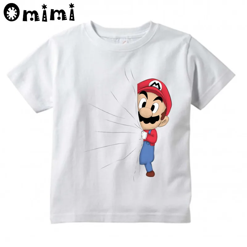 

Kids Hidden Mario/Pikachu Design T Shirt Boys/Girls Casual Tops Children's Summer White Cute T-Shirt
