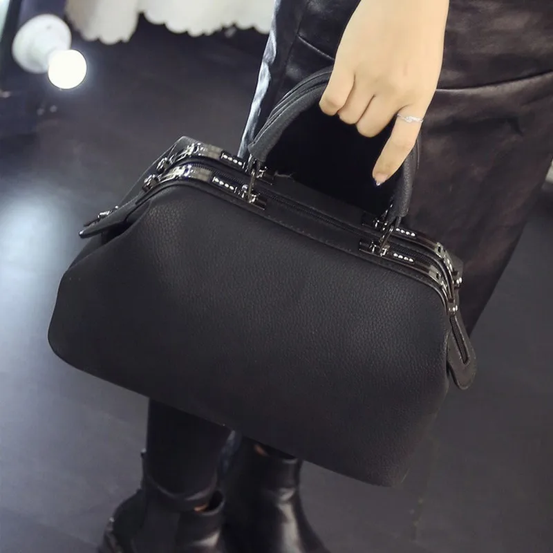 

Fashion women bag Boston Leather handbags Female bolso candy color clutch simple Messenger bag retro shoulder bag beach sacoche