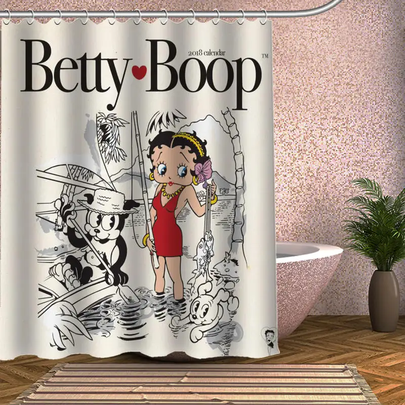 Горячая Бетти Буп Дизайн Современный Душ занавес Полиэстеровая печать на ткани водонепроницаемая занавеска для ванной с крюком занавес для ванной - Цвет: Shower Curtain