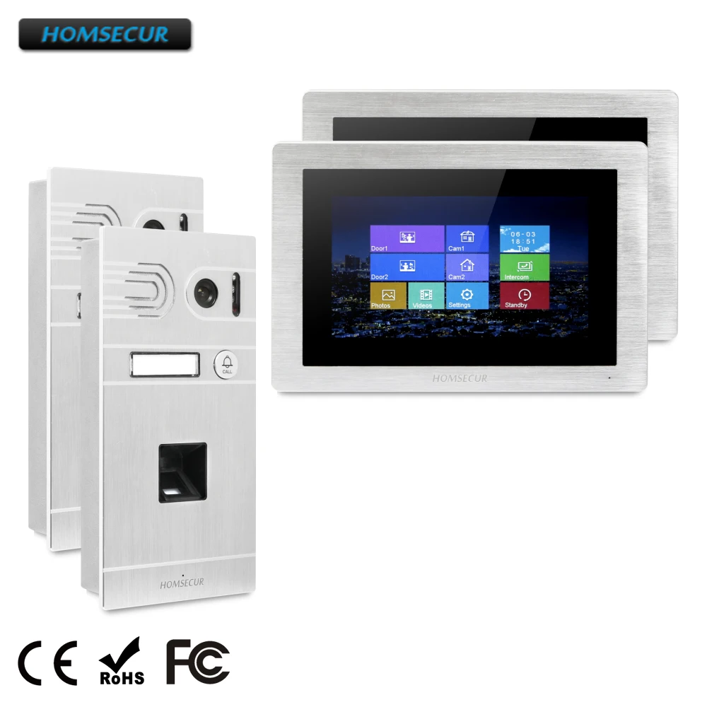 HOMSECUR 7\ Video Door Phone Intercom System+Touch Screen Monitor for Apartment BC061-S +BM714-S