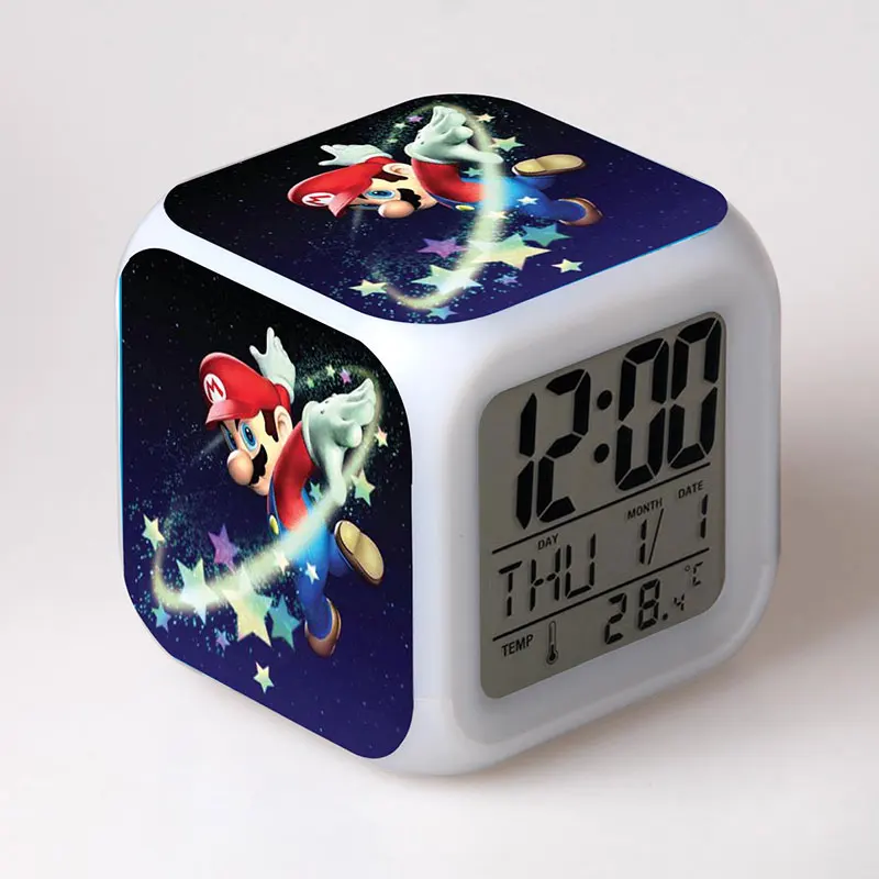 

Super Mario and Luigi Juguetes LED Alarm Clock Colorful Changing Touch Light Characters Super Mario Figure Kids Toys