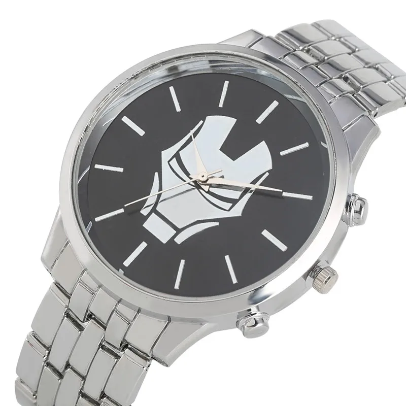 

Fashion Quartz Watch Movement for Men Unique Iron Man Pattern Watches Practical Folding Clasp with Safety Buckle Wristwatch