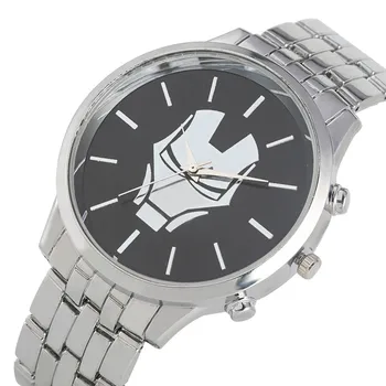

Fashion Quartz Watch Movement for Men Unique Iron Man Pattern Watches Practical Folding Clasp with Safety Buckle Wristwatch