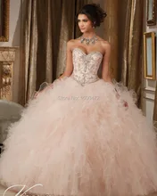 Nach Maß Heißer Verkauf Rosa Ballkleid Quinceanera Kleider Prom Kleider Bonbon 16 Kleid Perlen Kristalle Vestidos de 15 anos